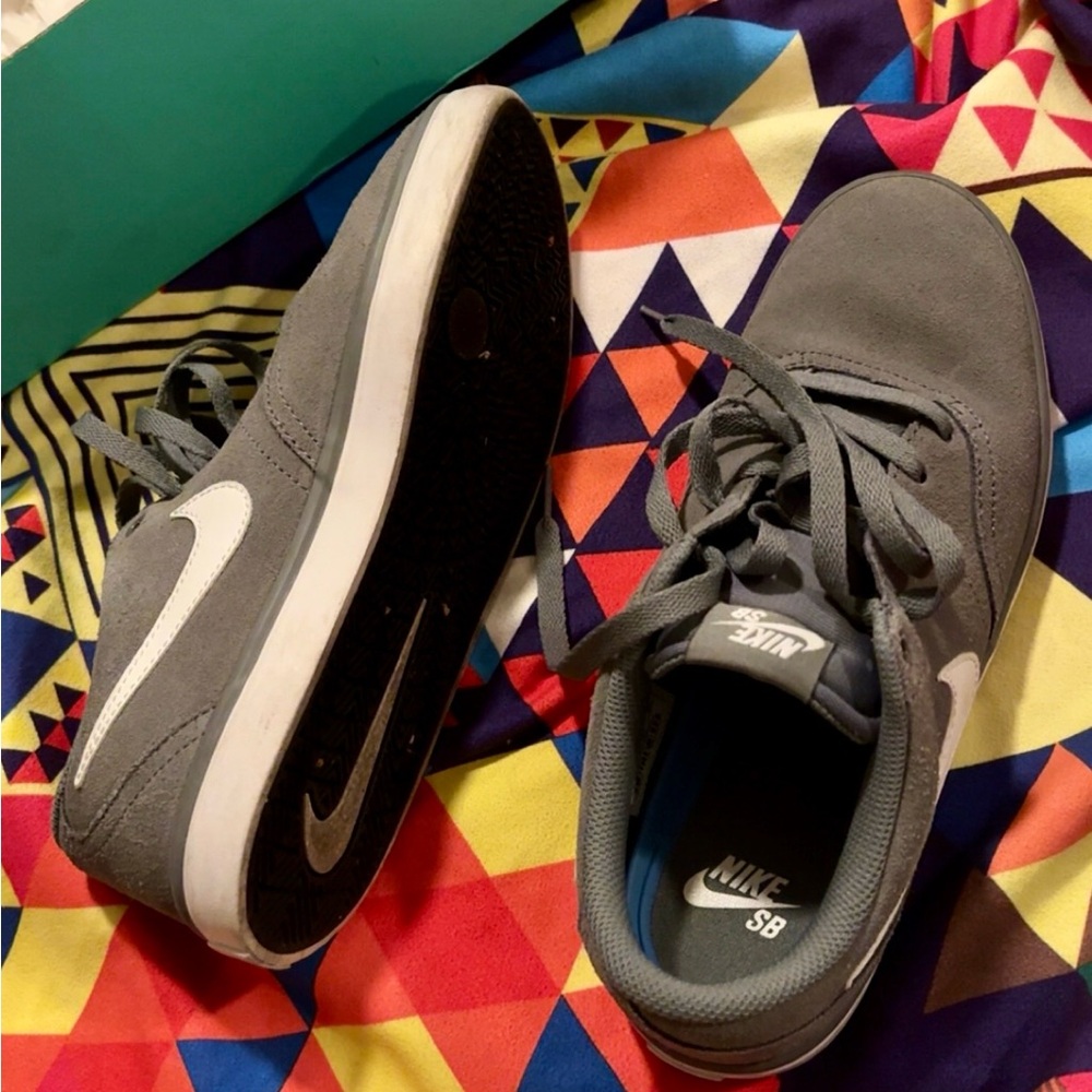 Nike SB Check Solar Gray Suede and White Sneakers